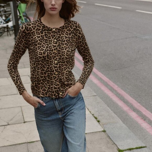 Zara Leopard Print Knit Cardigan - Picture 1 of 4